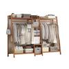 Garment Racks Portable Clothes Rack Coat Garment Stand Bamboo Rail Hanger Airer Closet
