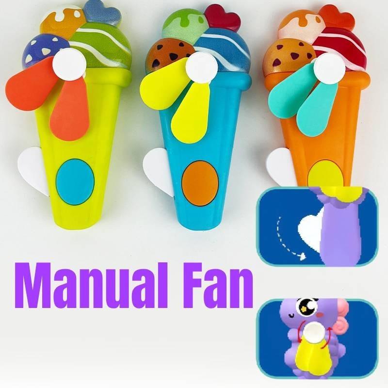 Adorable Handheld Cartoon Fan For Kids Cute Animal Portable Hand Press Fan For Students And Travel