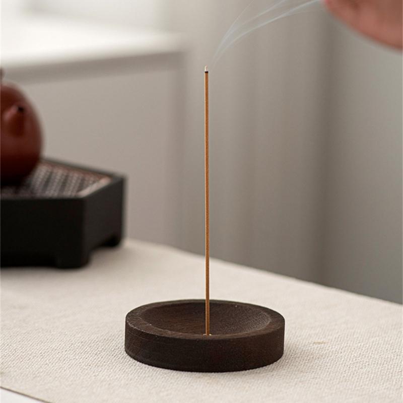 Wood Incenses Stick Stand Creative Incenses Burners Round Shaped Censer for Meditation & Relaxiation