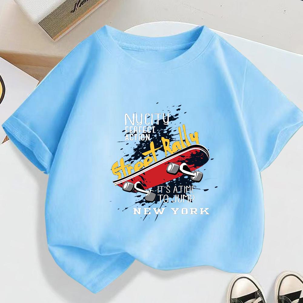 Summer Breathable Cotton Children TShirt Design Fashion Scooter Print Boys Tees Top Kid Clothes Short Sleeve Teenagers Tshirts