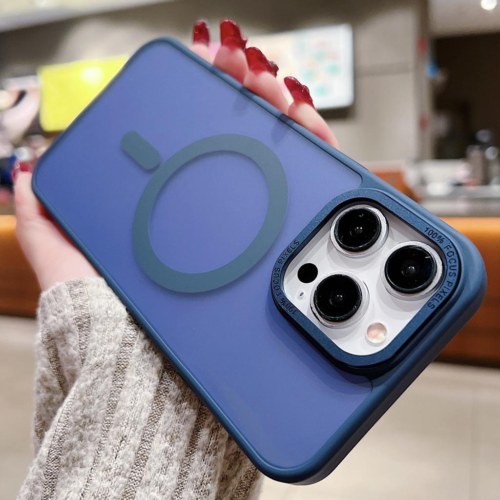 Metallknopf-Rahmenschutz für die Kamera Super Anti-Drop Magnetische kabellose Ladehülle für iPhone 16 15 14 13 12 Pro Max Hautfreundliche Touch-Abdeckung