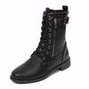 Plus-size Shoes Flat Casual Round-toed Fashionable Boots Belt-buckle Mid-calf Boots