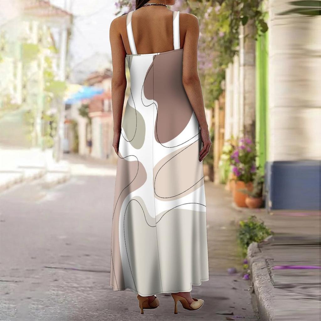 Women's Slip Dress Maxi Long Dress Geometric Pattern Print Dress Spring & Summer Leisure Vacation