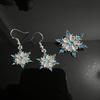 New Water Blue Snowflake Necklace and Christmas Ear Ring Set - Women's Jewelry Accessory