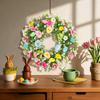 Easter Egg Wreath Artificial Flower Wreath Decorative Garden Party with Colorful Eggs Artificial Green Leaves Garland Decoration