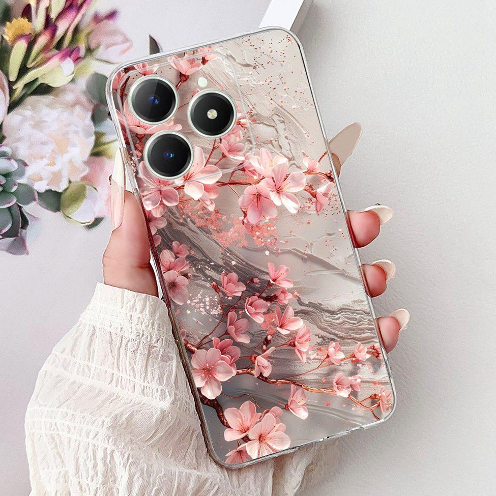 4G Clear For Realme Note 60 Case RMX3933 Luxury Butterfly Love Flowers Cool Lion Painted Phone Case For Realme Note 60X RMX3938