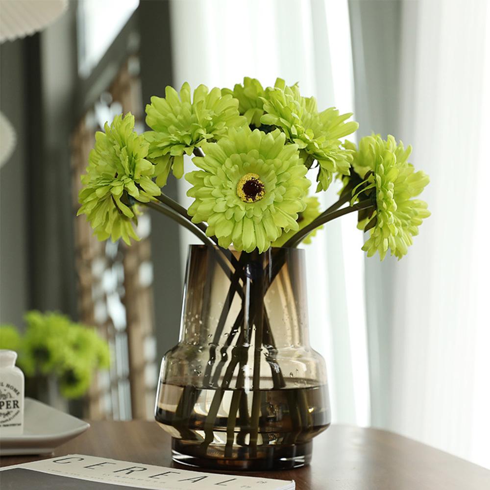 5PC Artificial Silk Gerbera Home Decoration Flower Heads Daisy for Wedding Holding Simulation Flowers Garden Home Decoration rosso