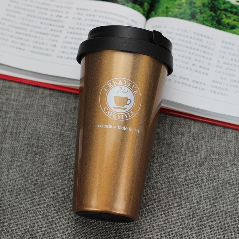 

500ml Portable Coffee Mugs Vacuum Stainless Steel Coffee Cup Hot Insulation Car Coffee Bottle Drinking Water Bottle 500ml золотистий