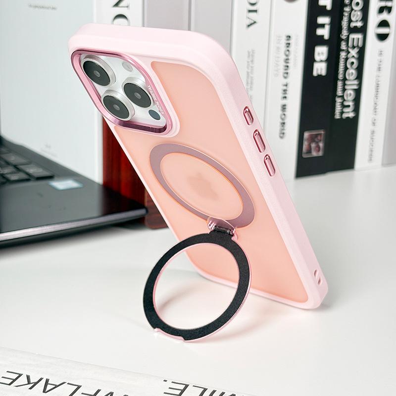 Phone Case Hardware Bracket Magnetic Suction Phone Case Ins Skin Feel for IPhone 16 Protective Case