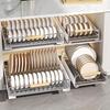 Under-Cabinet Pull-Out Dish Drying Rack with Drip Tray