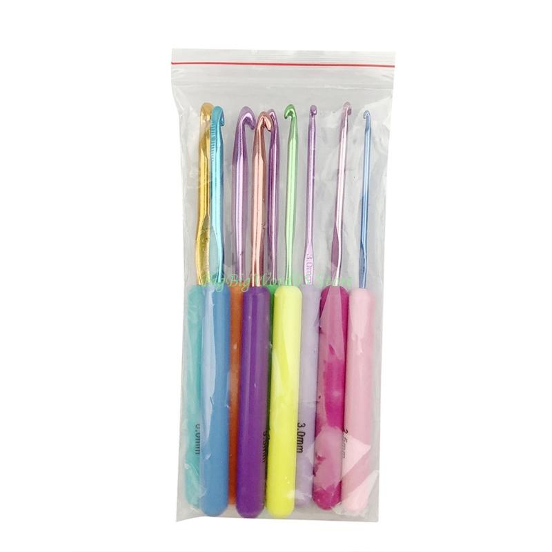 24TE 9Pcs Ergonomic Handle Crochet Hook ABS Handle Crochet Hook Set Crochet Needle for Crocheting Weaving 2.5mm-6.5mm CN