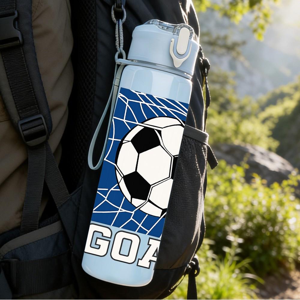 1PC Soccer Goal Football 750ml Color Plastic Sports Water Bottle Leakproof Flip Straw Lid Suitable for Sports Office Home Use