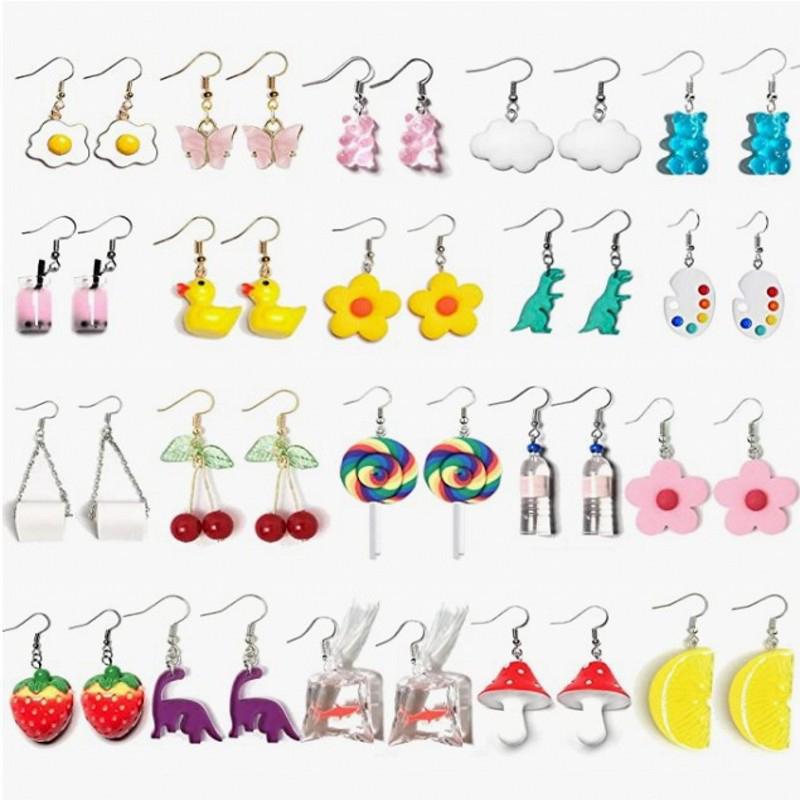 1 Paio Orecchini a Goccia in Resina Fatti a Mano Carini per Donne Ragazze Divertenti Animali Cartoni Animati Coniglio Anatra Piercing Orecchio Gioielli Regalo