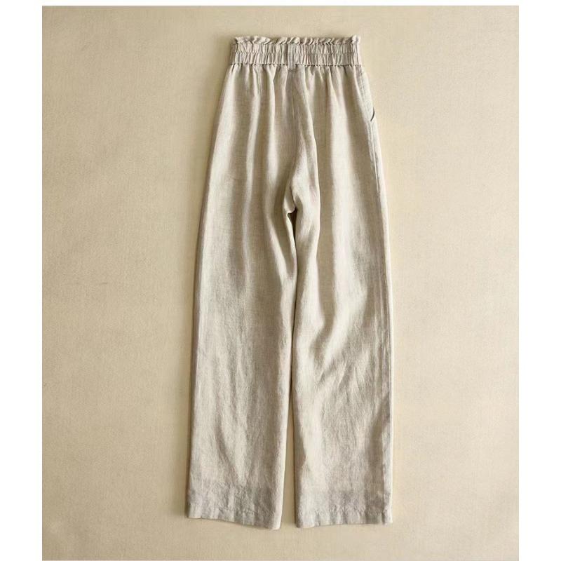 Pantalon large taille haute pour femme, pantalon décontracté fin pour printemps et été