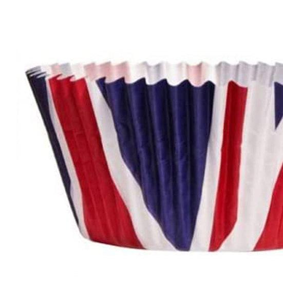 50/100/200 stk runde engangs kakekopper Vanntett oljetett kakeemballasje Silikonpapir UK flaggmønster dessert