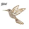 Vintage Alloy Brooch Bling Rhinestone Hummingbird Brooch  Hollow Flying Bird Jewelry Pin  Accessory for Coats Scarves Dresses Shirts Lapel Pin