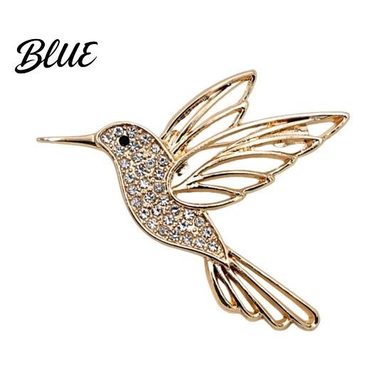 Vintage Alloy Brooch Bling Rhinestone Hummingbird Brooch  Hollow Flying Bird Jewelry Pin  Accessory for Coats Scarves Dresses Shirts Lapel Pin