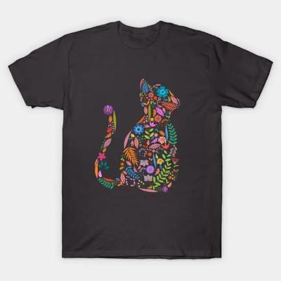 Fancy And Fine Flowered Cat Garden Unisex Cotton Tee Made In Australia S-3XL