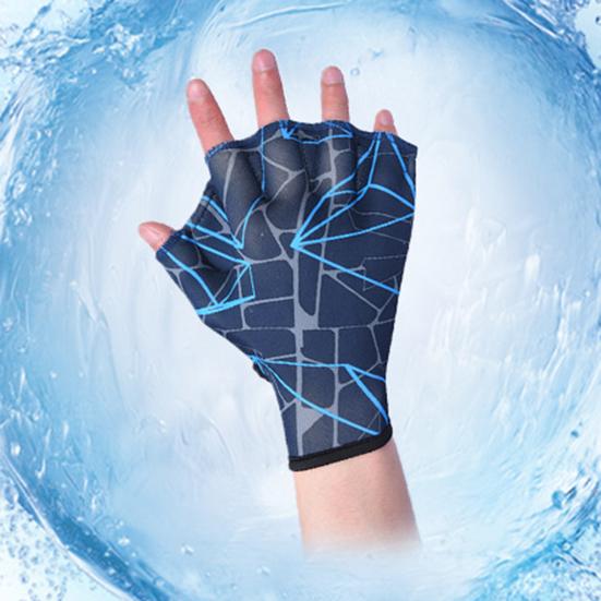 1 Pair Swimming Gloves Elastic Anti-slip Portable Swimming Hand Fins Flippers Finger Webbed