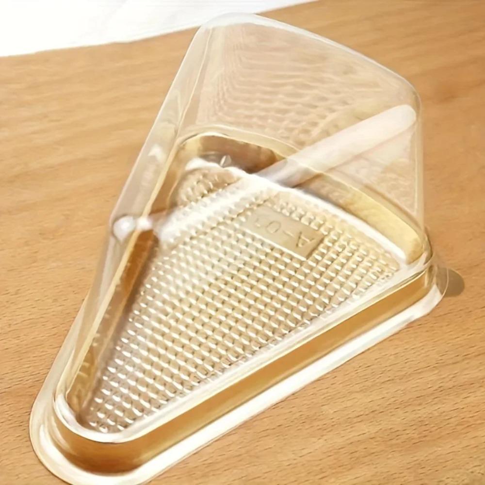 50Pcs Caixas de fatias de bolo de plástico Recipientes de sobremesa descartáveis Caixa de cheesecakes duráveis Padaria
