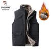Woodpecker Men's Plus Velvet Thickened Cotton Vest – Autumn/Winter Sleeveless Workwear Fishing Gilet