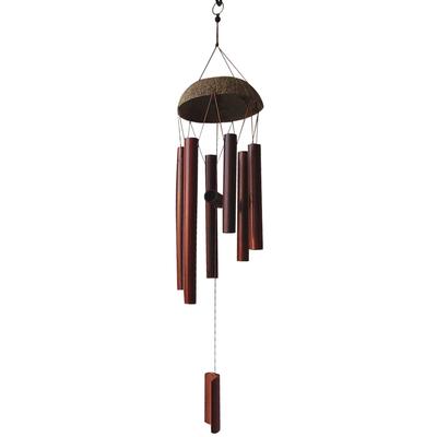 Bamboo Coconut Shell Wind Chimes Outdoor Bamboo Wind Chimes for Outdoor Garden Decoration Dark Colored  Coconut Shell 6 Tubes