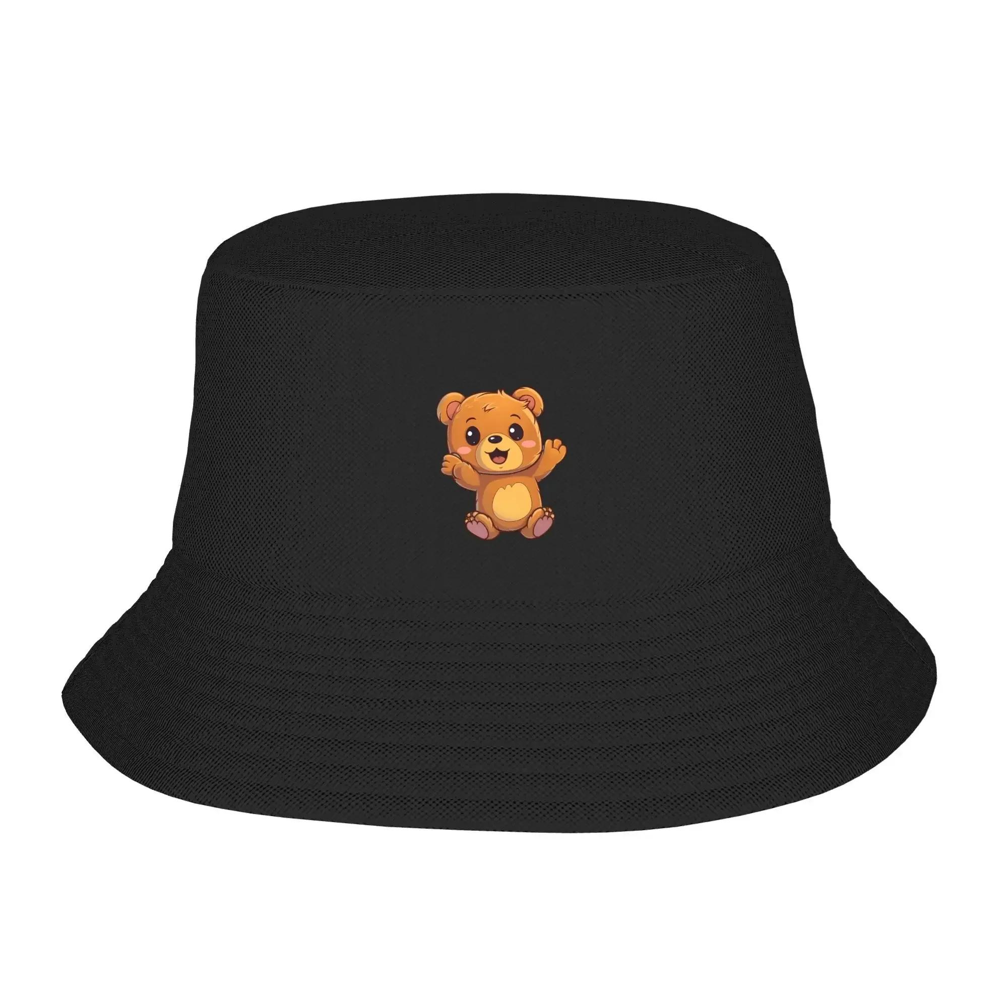 Waving Bear  Design Bucket Hat Summer FisherUnisex Hat Outdoor  Sun Protection Fishing Hunting Cap Unisex Ladies Sun Hat One Size