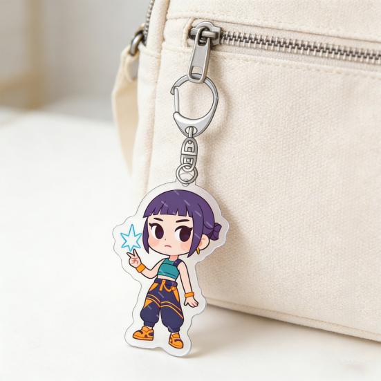 Keychain Pendant 3D Idol Group Design Portable Acrylic Keychain with Metal Lobster Clasp Waterproof Scratch-Proof Key