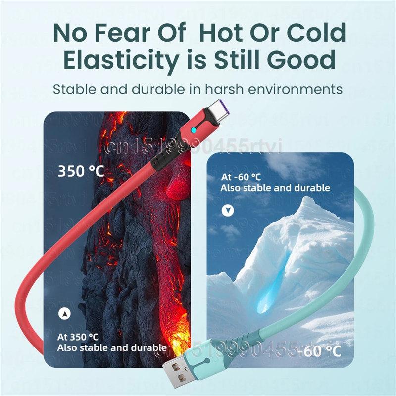 USB Type C Cable 5A Fast Charging USB C Cable for Huawei Data Cord Charger USB Type C Cable For Honor Xiaomi POCO X3 M3 1/2M