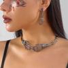 Hip Hop Chains Choker Earrings Set Gothic Punk Necklace Earring  Holiday Accessories