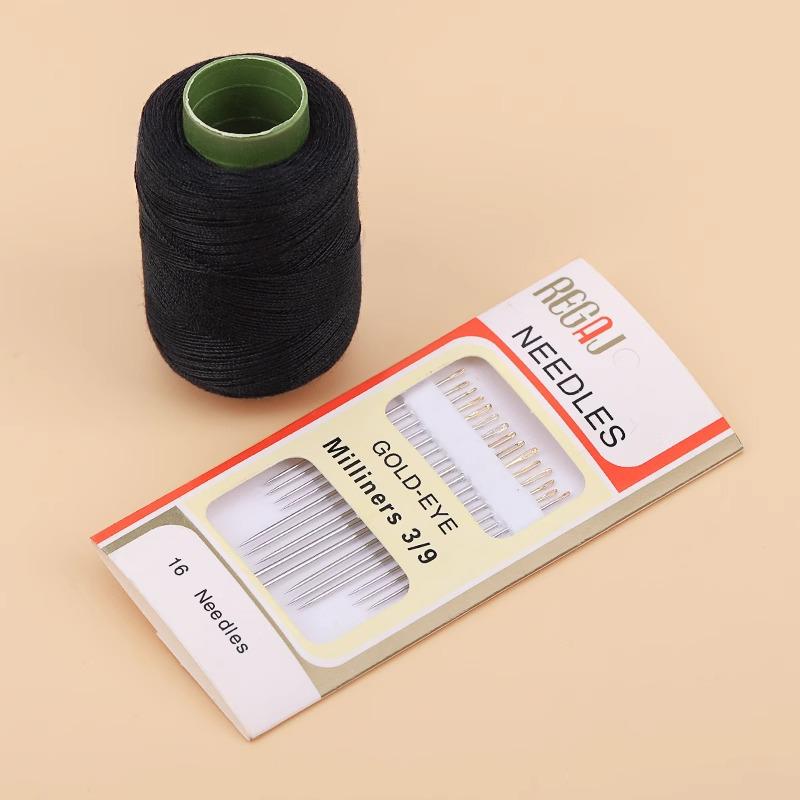 Black & White DIY Sewing Thread and Needle Set for Mending and Handcrafts