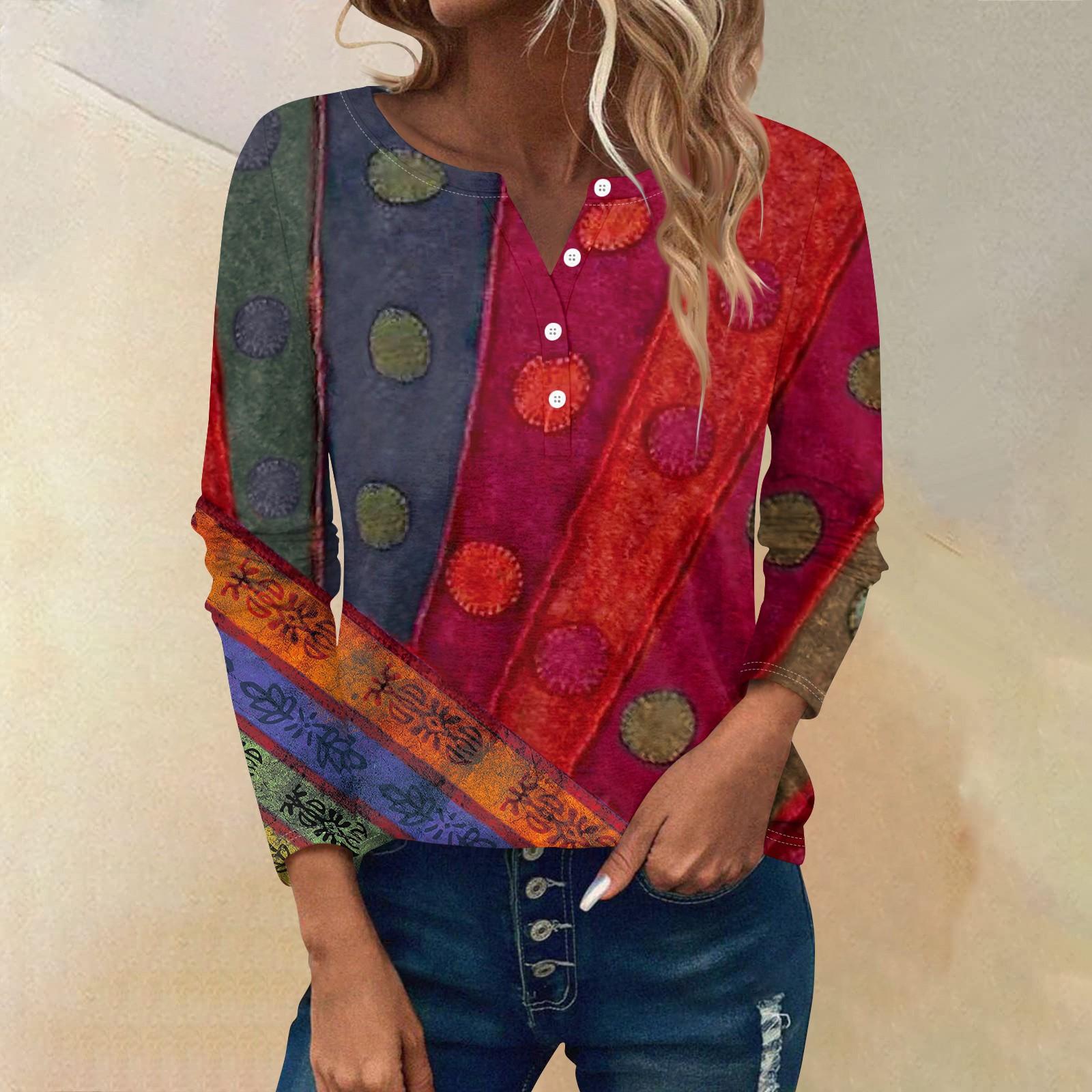 

Женские футболки с длинным рукавом и пуговицами, повседневные туники с V-образным вырезом, женские повседневные топы L