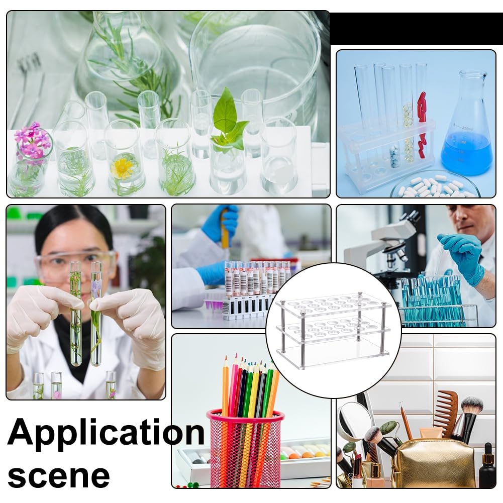 

UNICRAFTALE 1 Set 18-Holes Acrylic Test Tube Holder Rack Lab Supplies Rectangle Clear Test Tube Rack Round Holes Test Tube Holder Hole 17mm for Test 8.7x15.5x8.6cm