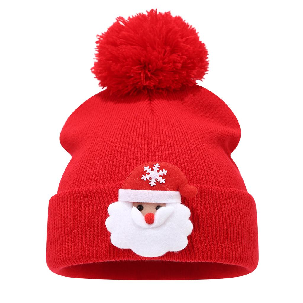 Christmas Elements Warm Beanie Autumn and Winter Santa Claus Knitted Hat Outdoor Hairball Warm Hat