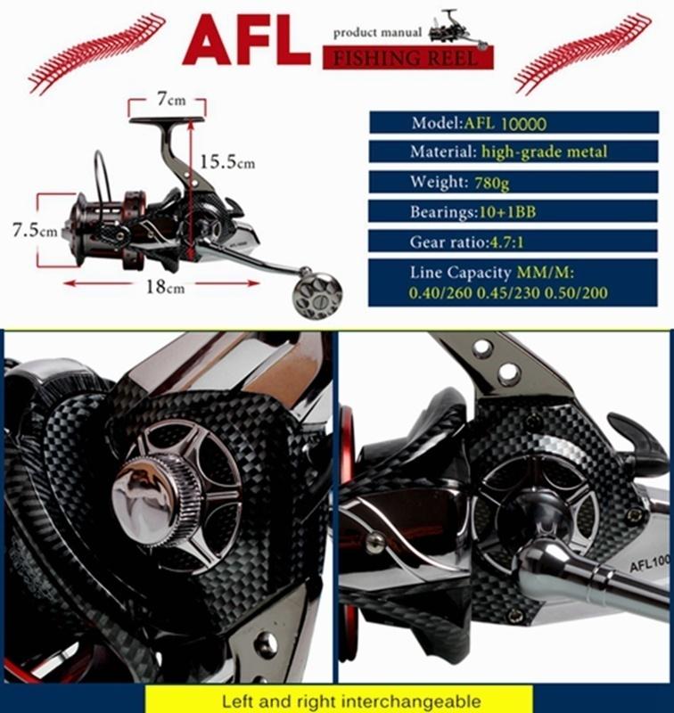 Spinnande rullar 4.7:1 /11BB Full Metal Stor Spool Gjutning Spinnande Fiskerullar Havsfiskerulle