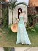 Summer New French Fresh Sweet Strappy Dress for Women Beach Vacation Outfit High Waist Midi Skirt