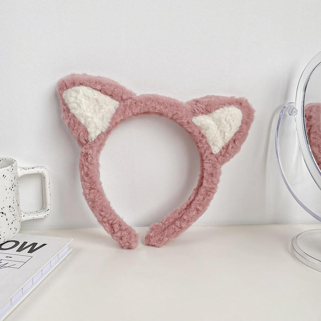 Autumn/Winter Plush Cartoon Heart Headband for Face Washing - Sweet Girly Hair Accessory
