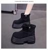 Fashion 10CM Suede Cow Genuine Leather Snow Boots Women Chelsea Boots Shoes for Women Ankle Booties Platform Wedge Winter Plush