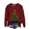 Women's Casual Long Sleeve Christmas Print Neck Pullover Sweatshirt Top