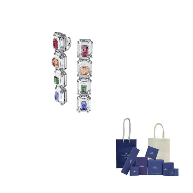 Swarovski Pendientes de Clip Chroma Oversize de Cristal de Imitación Chapados en Rodio Arcoíris para Mujer 5600628
