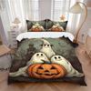 3pcs Ghost With Pumpkin Drawing Print Bedding Set (Without Inserts), Suitable for Use In Bedrooms and Guest Rooms.N041
