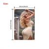 Blechschild für Wanddeko Vintage Metallposter Sexy Blonde Frau im Weißen Kleid Foto Stil Retro Blechkunst für Schlafzimmer Ba