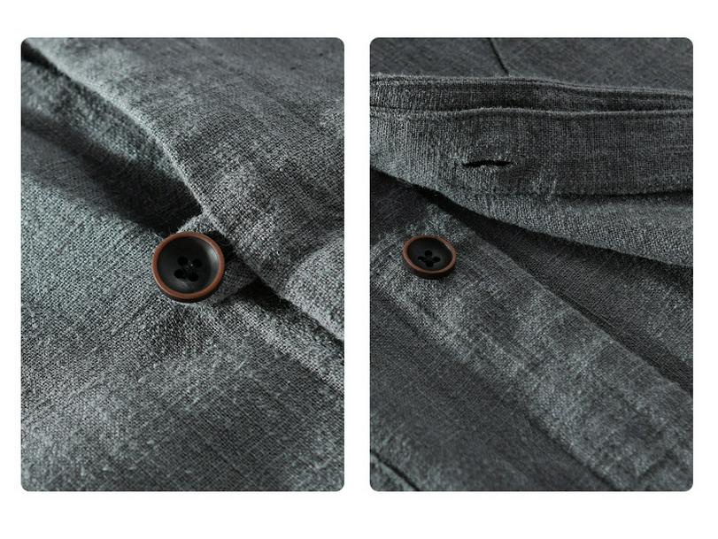 Men's Ramie Linen Stand Collar Shirt - Spring/Summer Casual, Loose Fit, National Style