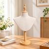 Freestanding Jewelry and Scarf Display Mannequin PinFriendly clothCovered Bust with Wooden