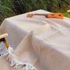 Large Size Outdoor Picnic Mat Linen Camping Ground Cloth Tablecloth with Tassel  Dust Cover