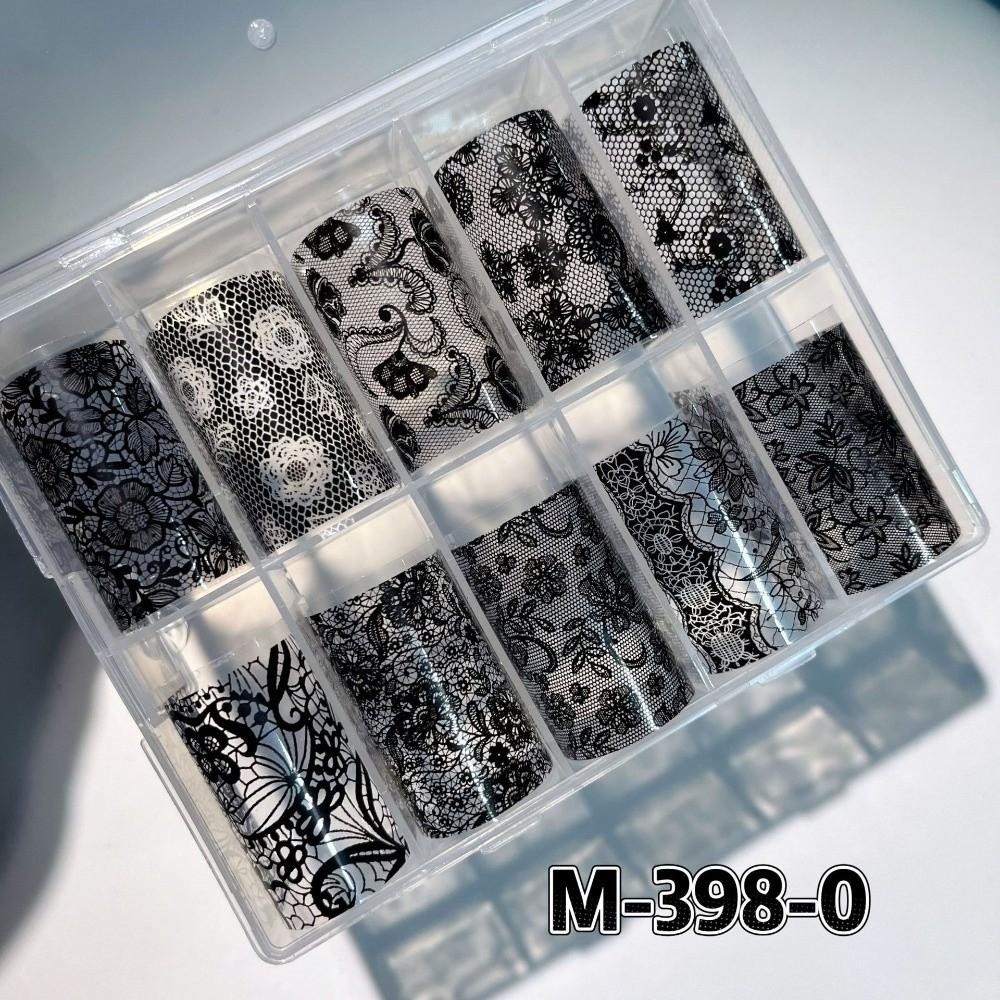 Lace Design Nail Foils Stripe Pattern Black White Nail Art Stickers Sequin Effect Leopard Print Nail Decals Nail Decoration