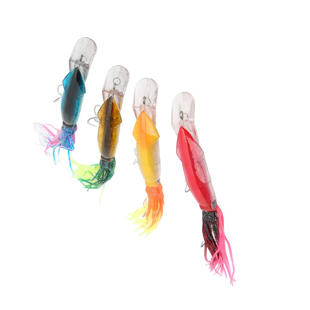 4Pcs 23cm Squid Fishing Lure Plastic Artificial Fishing Lure Bait for Outdoor Saltwater Freshwater