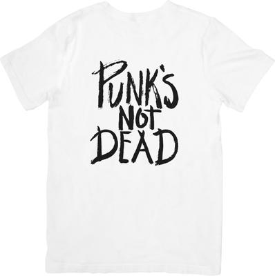 Punks Not Dead Music Unisex Fit for Men  Women Quality Cotton T-Shirt White.