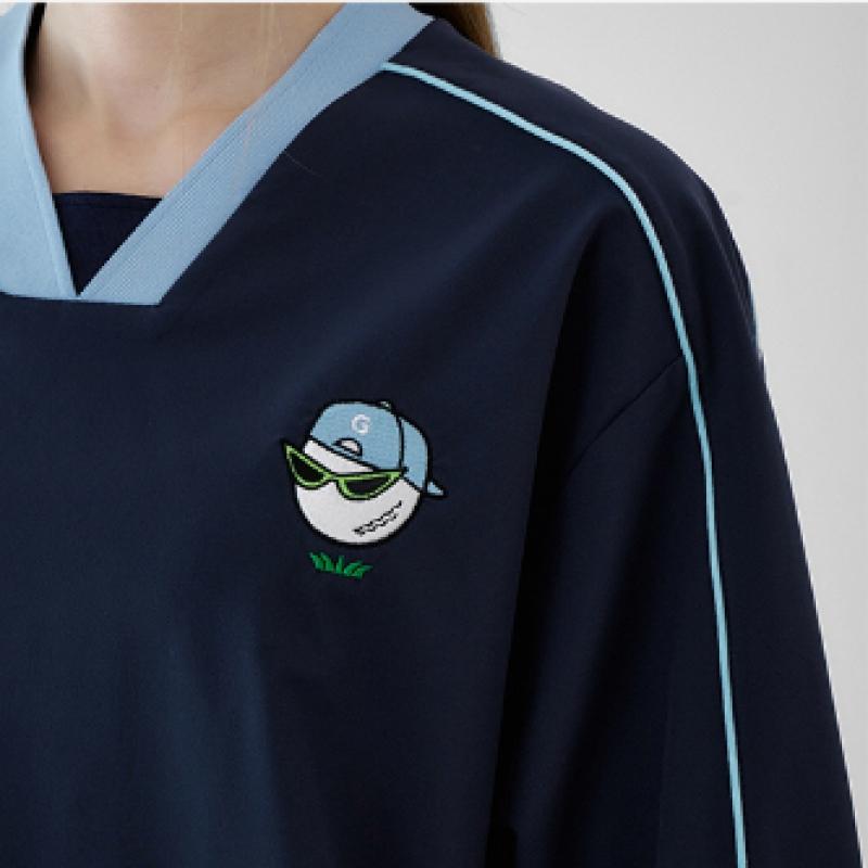 Goxo Navy Double Line Woven Sweatshirt Swagball