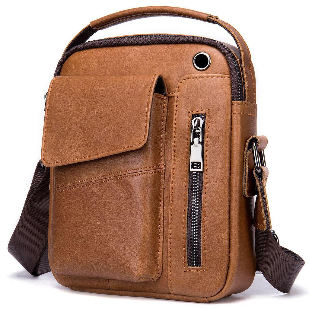 Top Grain Genuine Leather Men's Crossbody Shoulder Bag - Luxury Business & Commute Style
